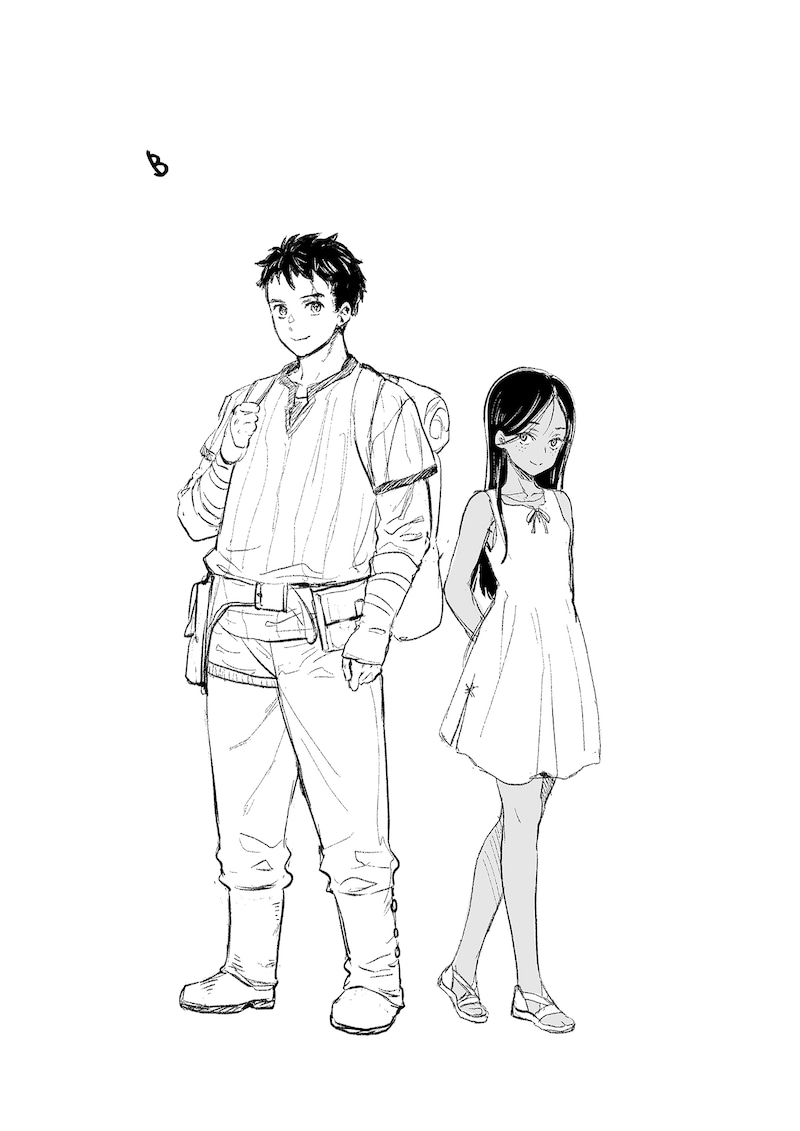 うめ丸による初期キャラクターデザイン。今回、特別に掲載の許可をもらった。