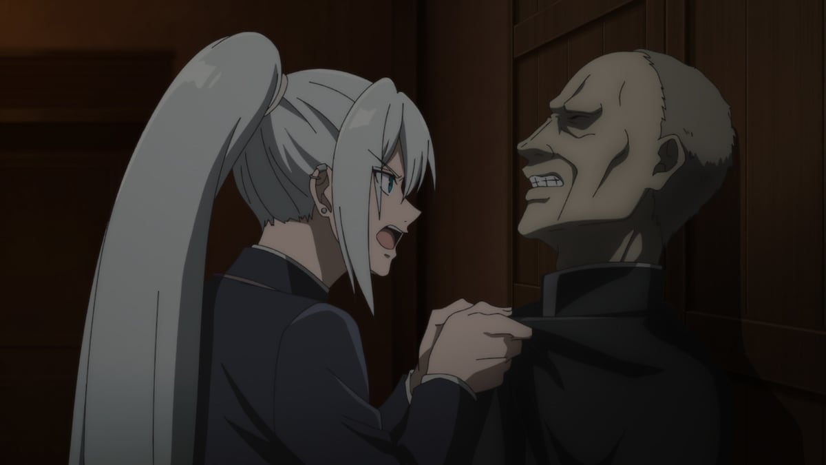 TVアニメ「ノケモノたちの夜」より。左からスノウ（CV：逢坂良太）、神父（CV：青山穣）。スノウは悪魔討伐部隊・剣十字騎士団に所属し、マルバスら悪魔を追っている。