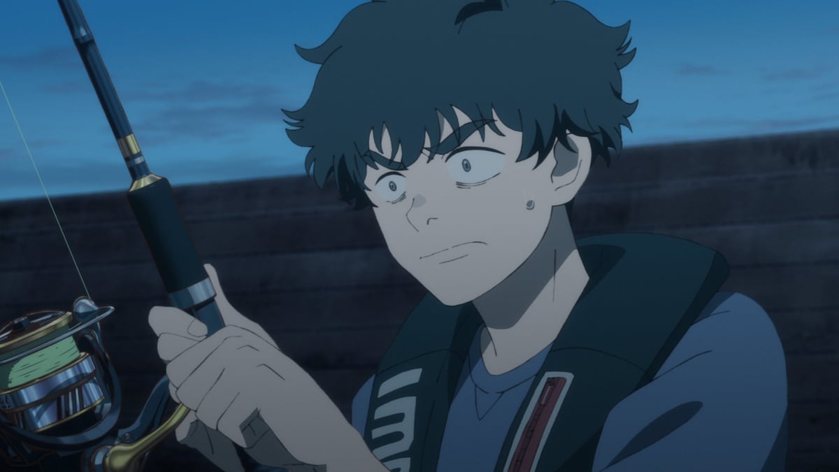 アニメ「ネガポジアングラー」より。細かいところまで再現されたリールとロッド。