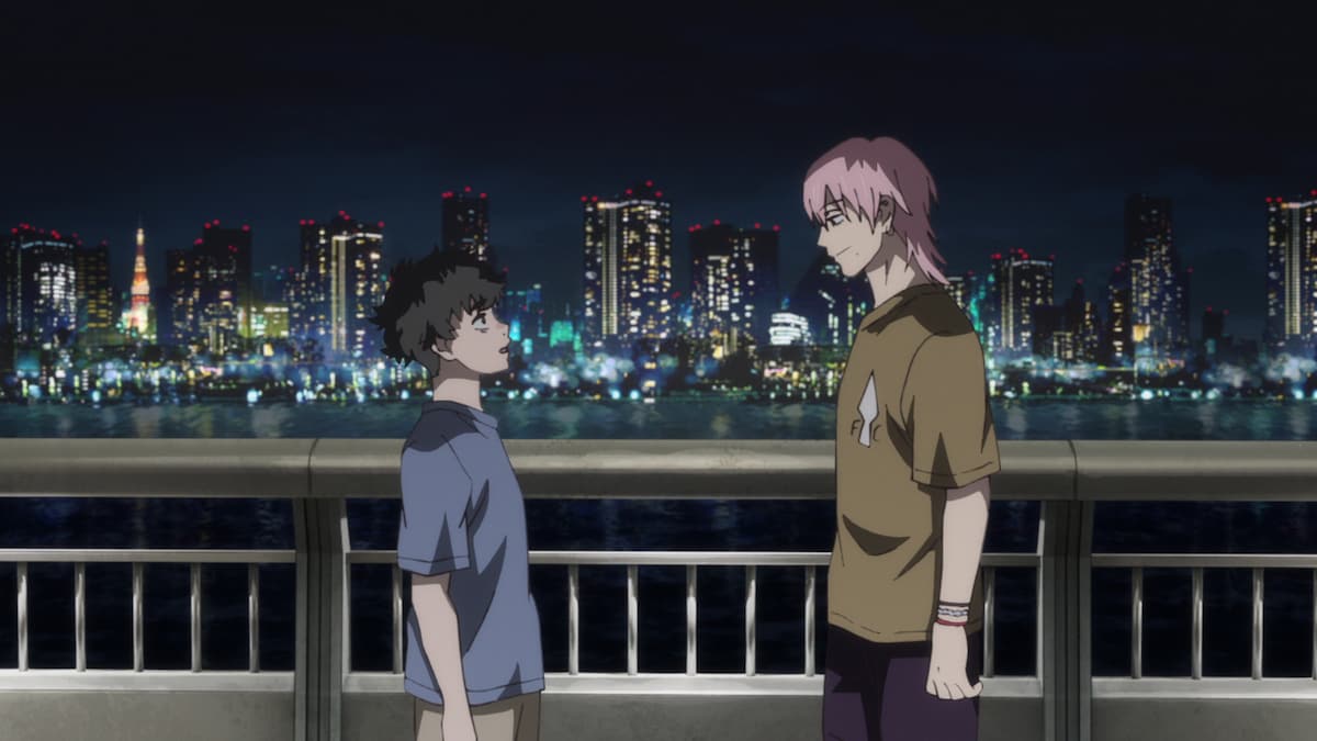 アニメ「ネガポジアングラー」に登場する夜景の描写。