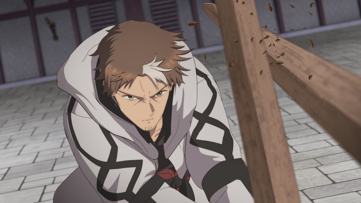 第1話より。ベリルの実力を疑うレベリオ騎士団副団長のヘンブリッツ・ドラウト（CV：石川界人）が、ベリルに手合わせを申し込む。