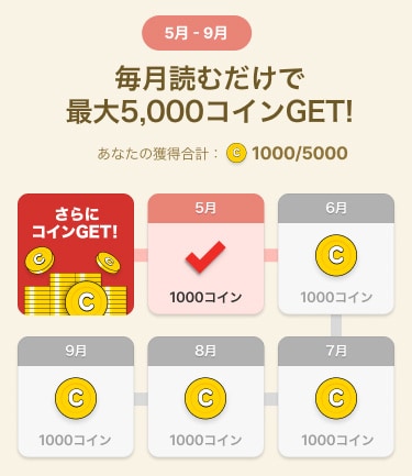 「久しぶりの方限定 ピッコマ カムバック祭」期間中、月に一度1000コインがもらえる。