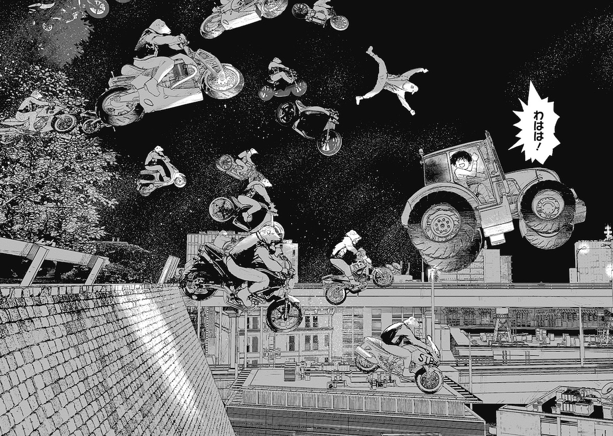 「超人X」1巻第2話より。エリイは飛行機事故を起こした煙の超人ことチャンドラ・ヒュームに目をつけられ、追い回されてしまう。