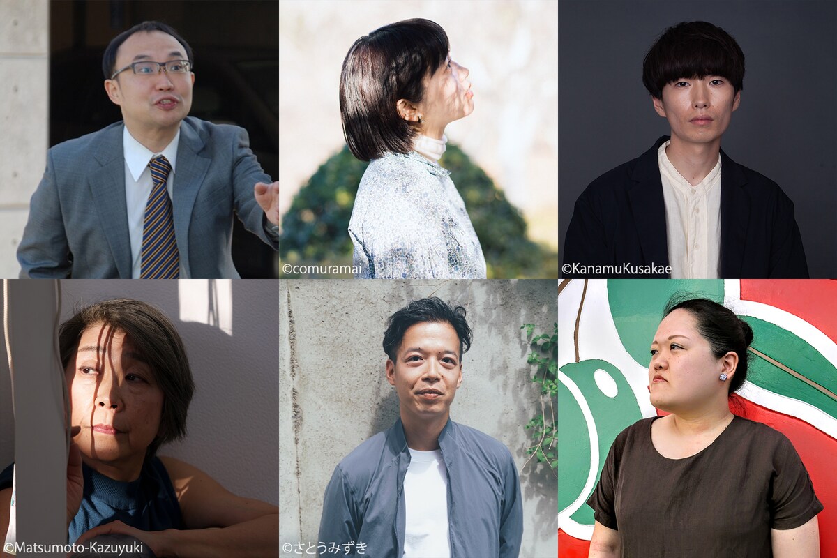 劇団Ver.に出演する佐山以外の出演者たち。上段左から東京デスロックの夏目慎也、原田つむぎ、松﨑義邦、下段左から客演の岡田育代、波佐谷聡、田中美希恵。