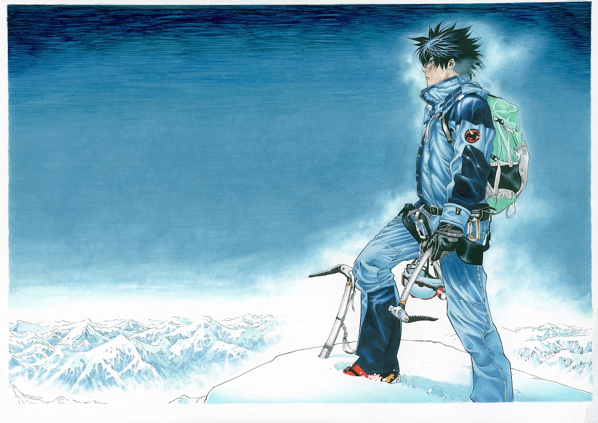 「孤高の人」第1登の見開き扉ページに使用されたイラスト。 ©坂本眞一/集英社