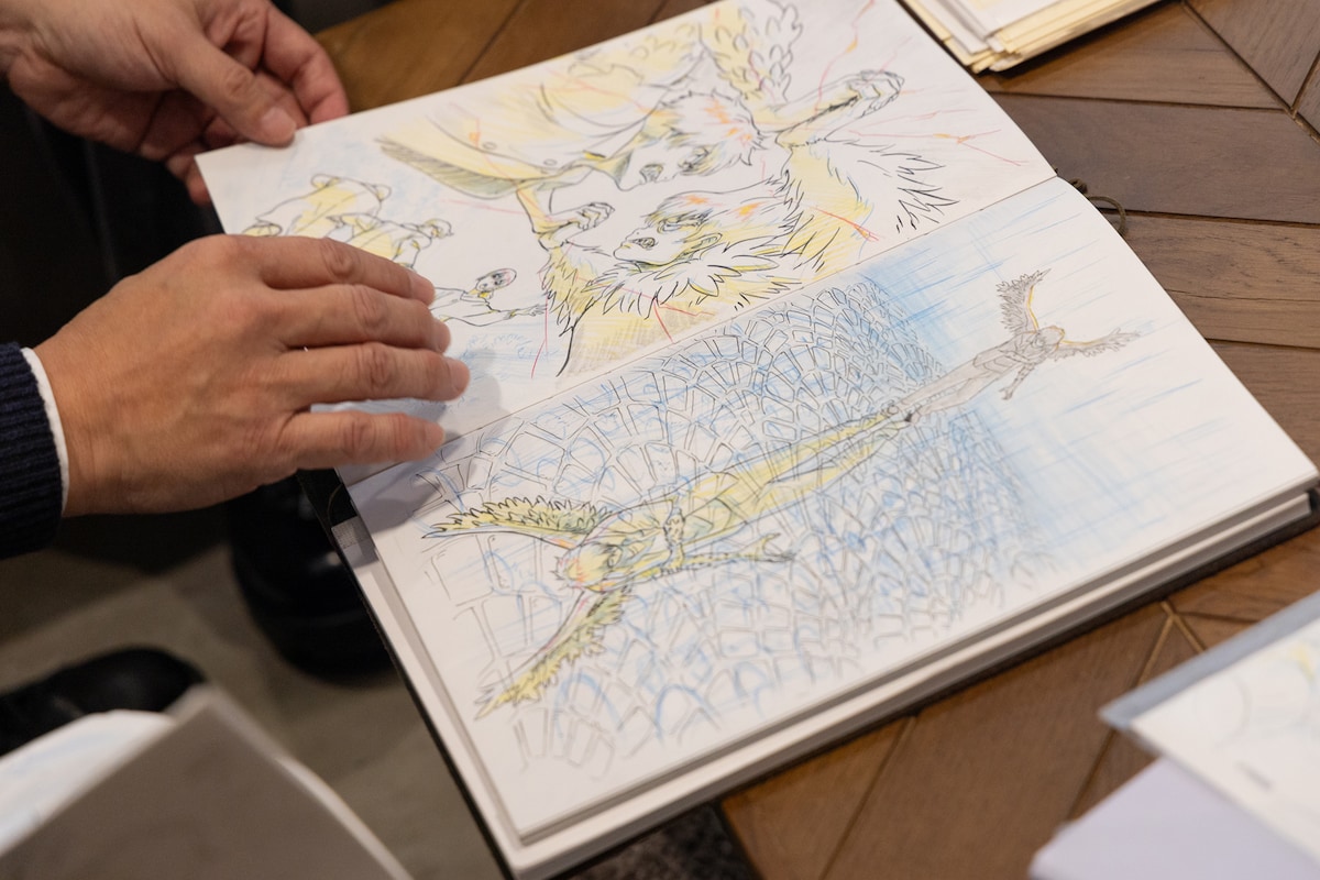 ペンで清書されたイラスト。