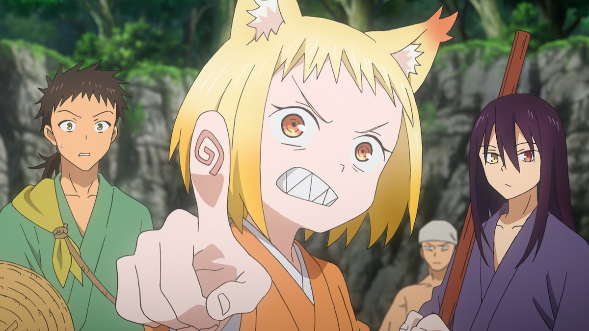 アニメ「戦国妖狐」第1話場面カット。