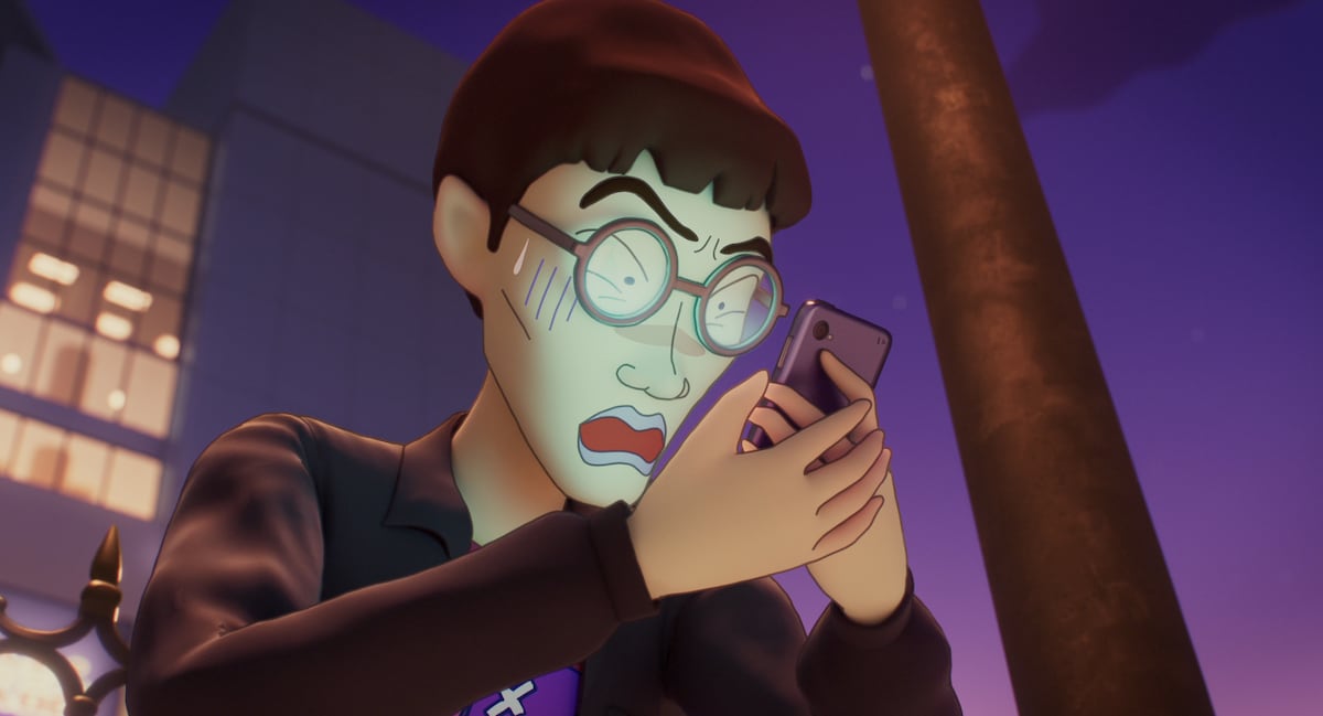 「しん次元！クレヨンしんちゃんTHE MOVIE 超能力大決戦 ～とべとべ手巻き寿司～」より、推しのアイドルの結婚・引退発表を見てショックを受ける非理谷。