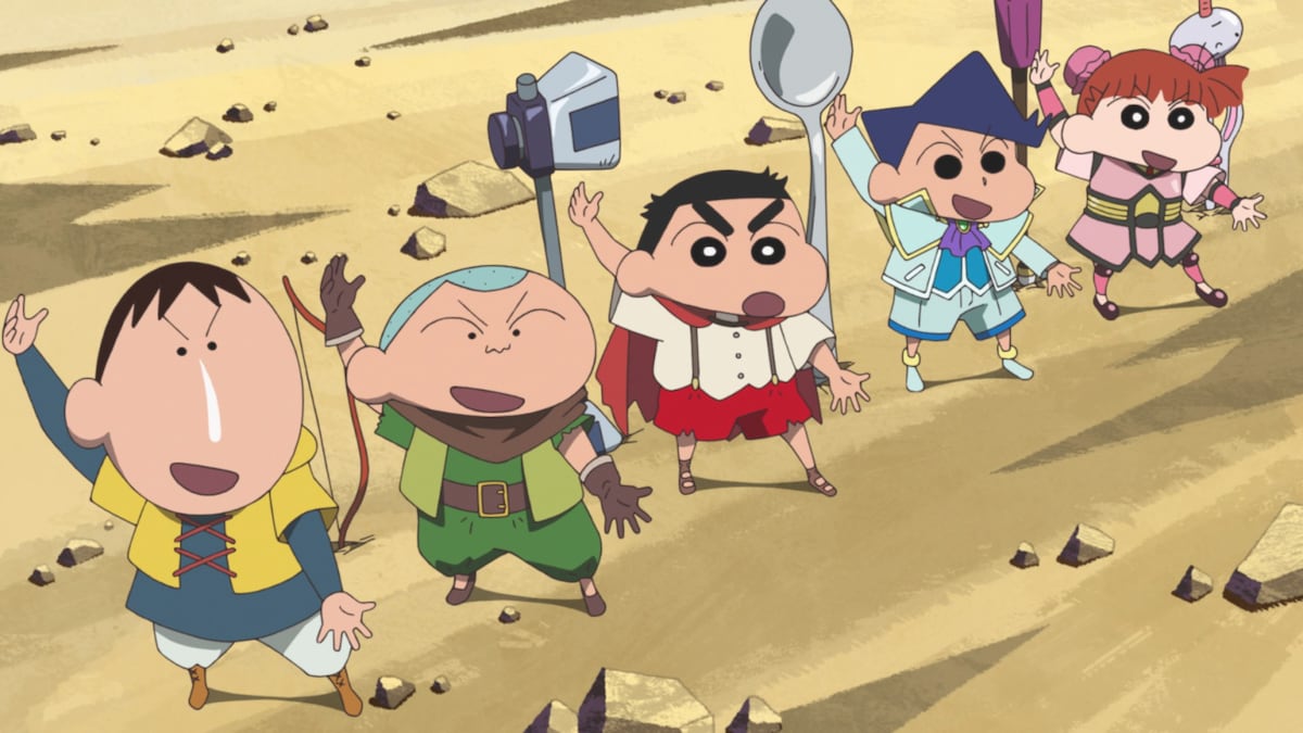 「映画クレヨンしんちゃん 超華麗！灼熱のカスカベダンサーズ」場面カット。ダンスを披露するカスカベ防衛隊 ©臼井儀人／双葉社・シンエイ・テレビ朝日・ADK 2025