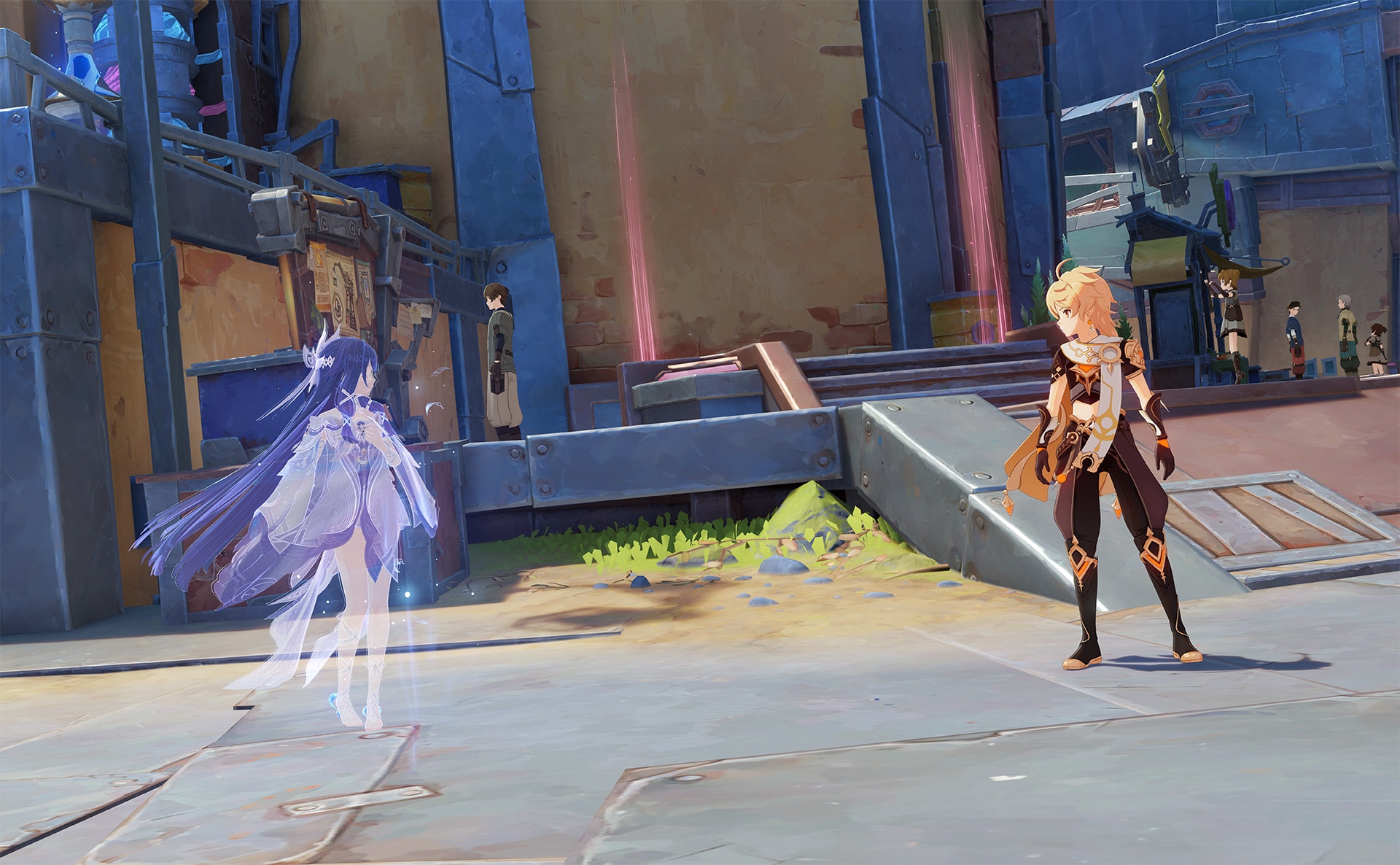 左からコロンビーナ、旅人。