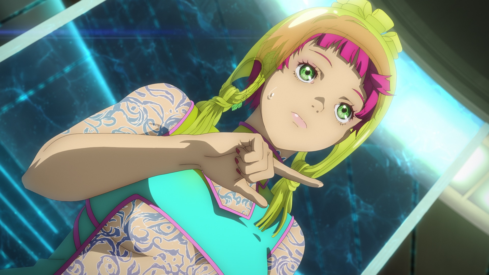 第9話より。嘘が苦手なコメットは、うっかり自分たちに不利益なことを言ってしまうが、機転を利かせたユーリがそれを逆手に取り、場を支配する。