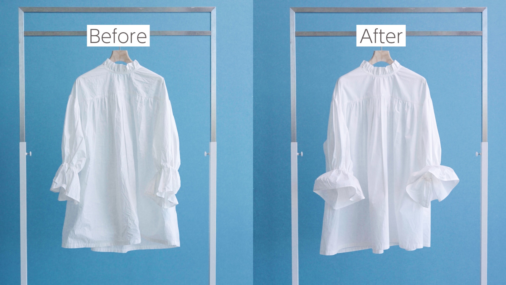 「衣類スチーマー NI-FS70C」を実際に使ったブラウスのビフォアアフター