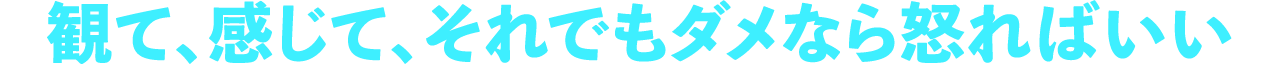 観て、感じて、それでもダメなら怒ればいい