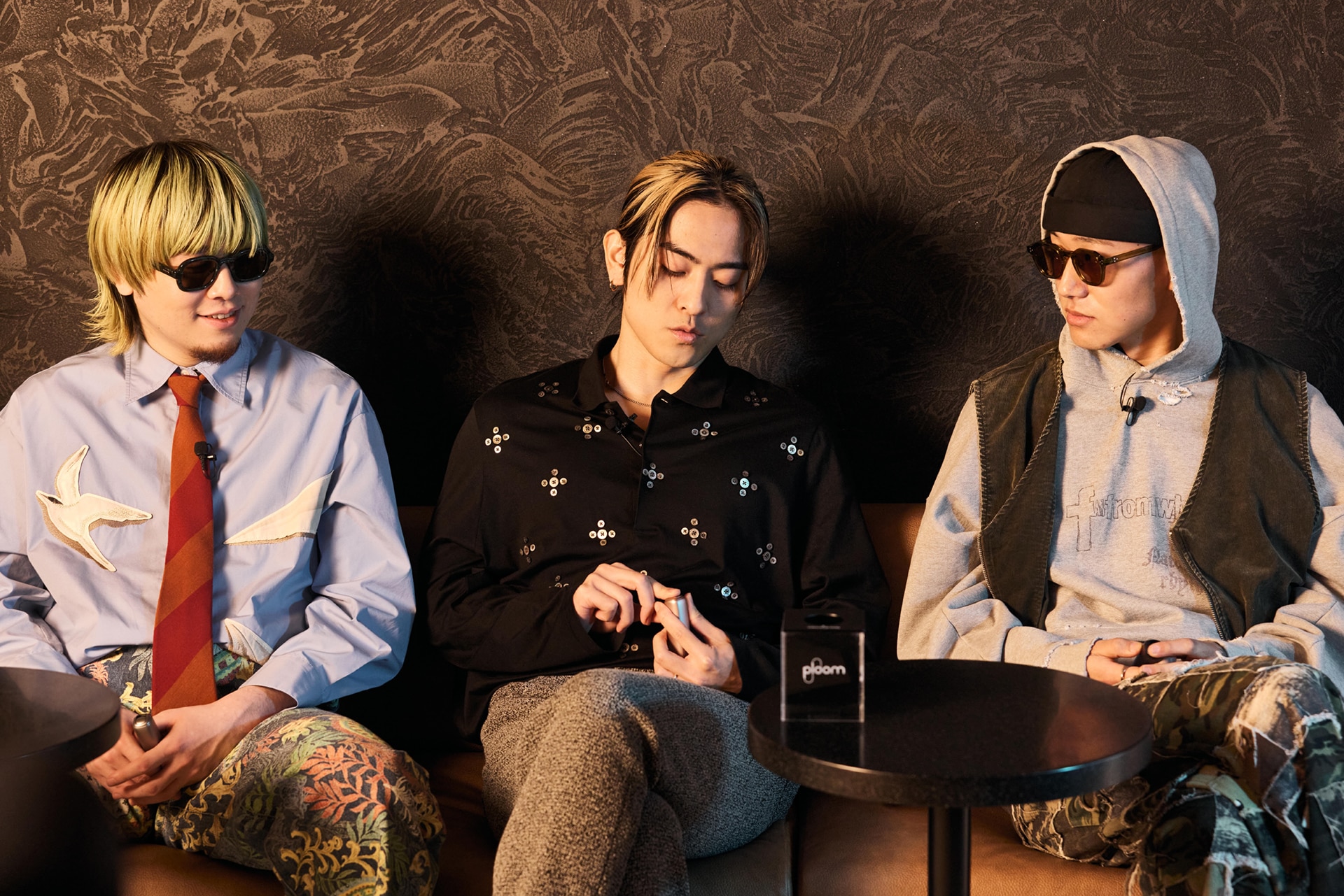 左から内田怜央（Vo）、千葉大樹（Key）、関将典（B）。