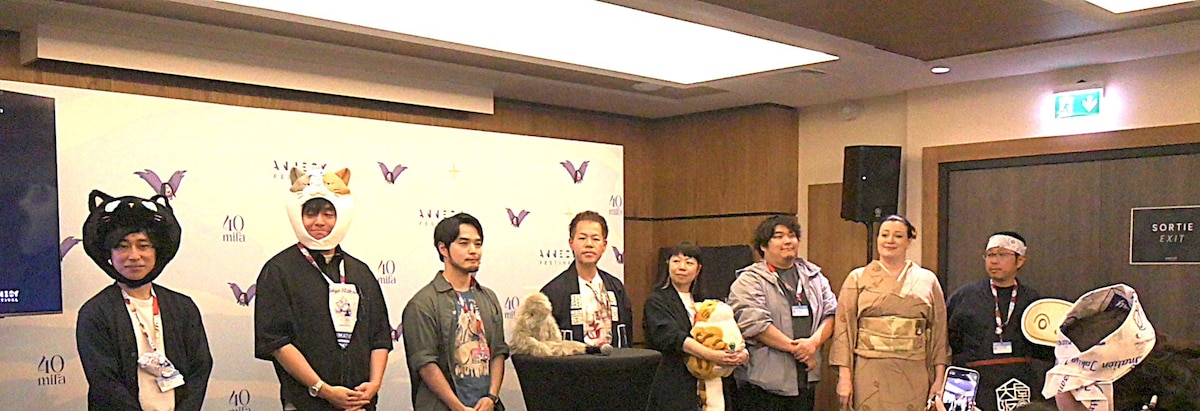 MIFAでのピッチイベントの様子（左から合同会社S.o.K・田中氏、西澤氏 / 関厚人氏 / 紺吉有限会社・瀧澤氏 / 株式会社テトラ・幸積氏、谷口氏 / 大神田氏、中島氏）