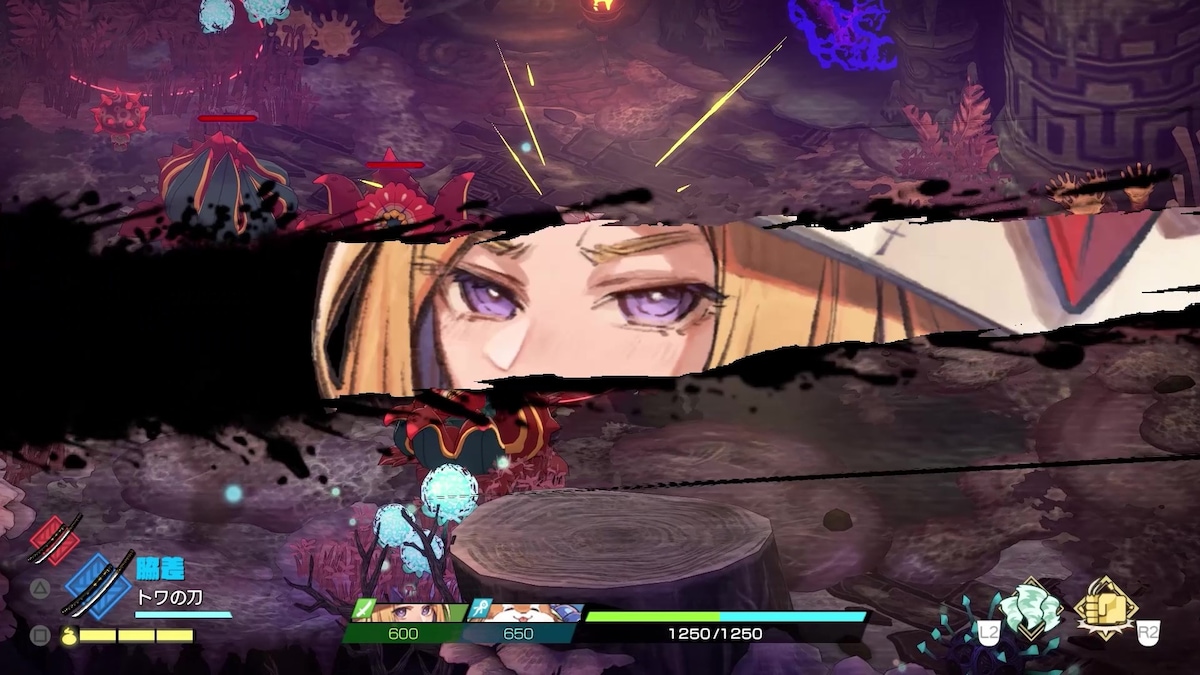 ゲームプレイ画面。必殺技を繰り出すシーン。