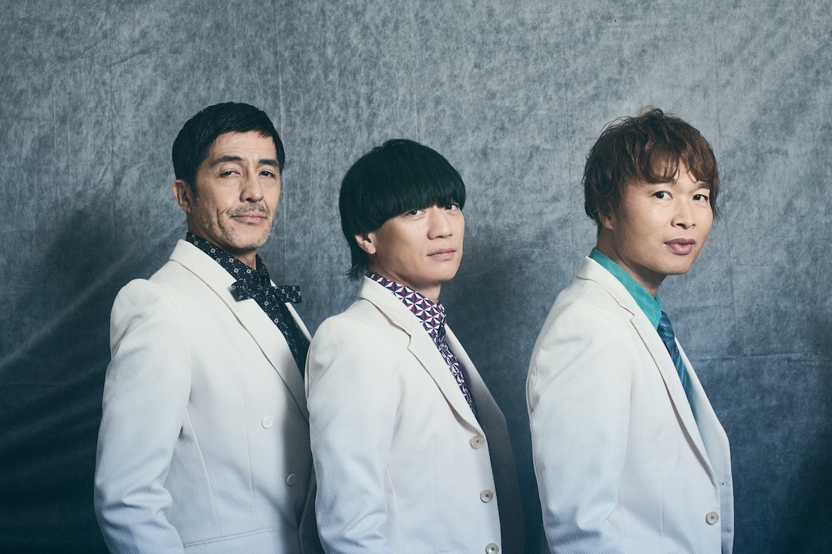 左から谷中敦（Baritone Sax）、加藤隆志（G）、茂木欣一（Dr）。