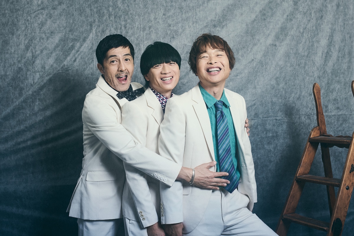 左から谷中敦（Baritone Sax）、加藤隆志（G）、茂木欣一（Dr）。