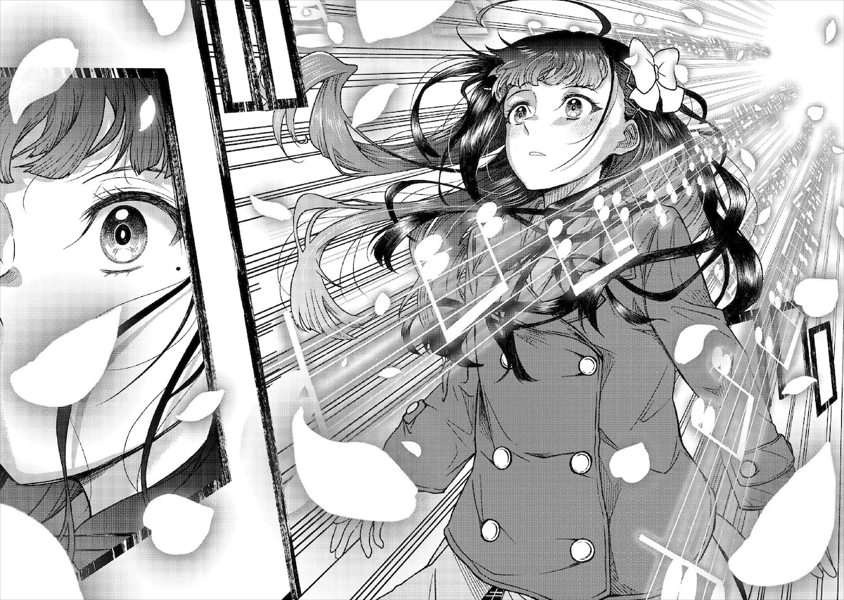 見開きを4ページ分使って描かれる、いぶきが舞華の歌声に出会うシーン。