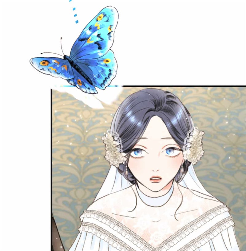 「四度目の夫」より。美青や千代の前にたびたび現れる謎の青い蝶。どうやら悪い存在ではなさそうだが……。