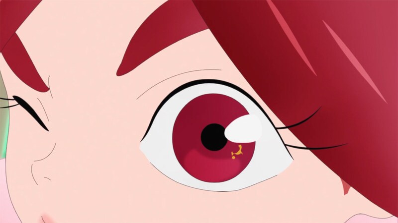 目にインプラントされたベリィのデコ。