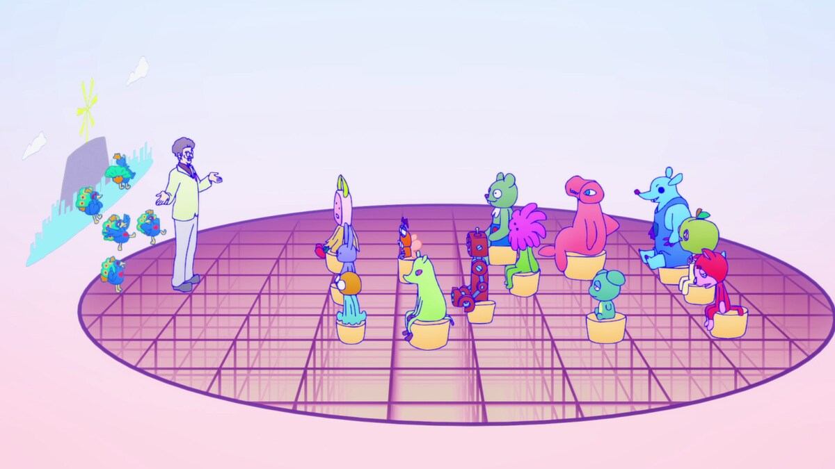 生徒たちは仮想空間に集まって授業を受ける。