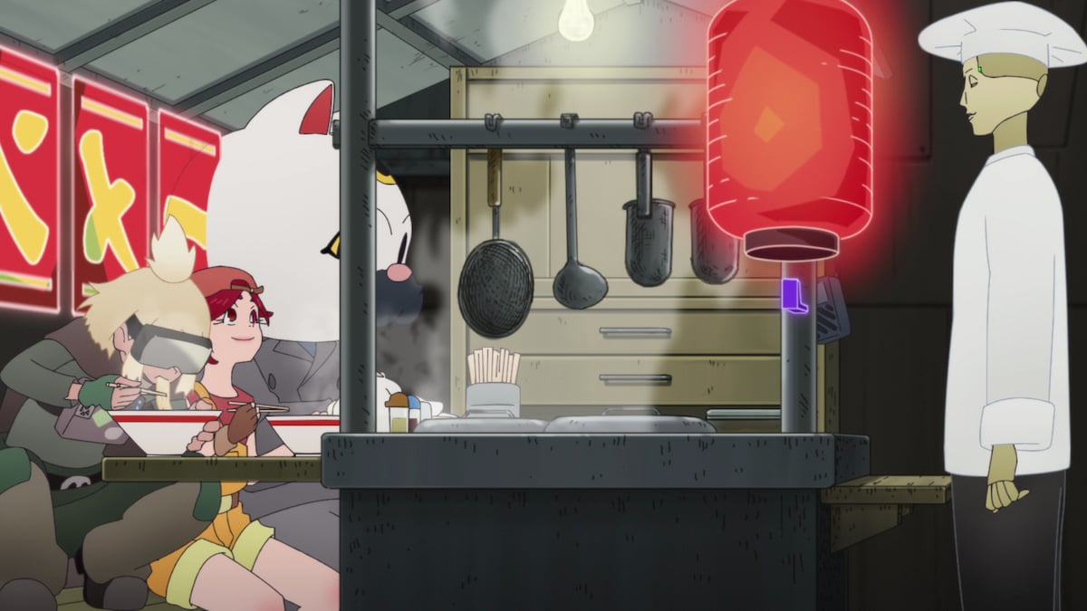 「ユーレイデコ」第7話より、幻のラーメン屋台でのシーン。